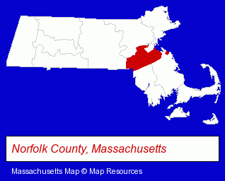 Massachusetts map, showing the general location of Primavera Ristorante