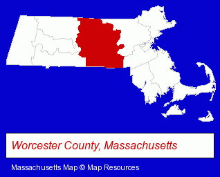 Worcester County, Massachusetts locator map