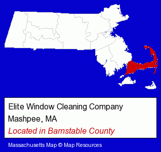 Massachusetts counties map, showing the general location of Elite Window Cleaning Company
