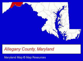 Maryland map, showing the general location of Jenkins Collision Center