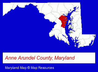 Maryland map, showing the general location of SPCA of Anne Arundel County