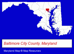 Maryland map, showing the general location of Baltimore Blank & Custom