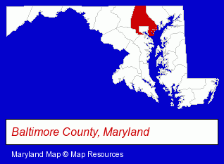 Maryland map, showing the general location of The Red Devils