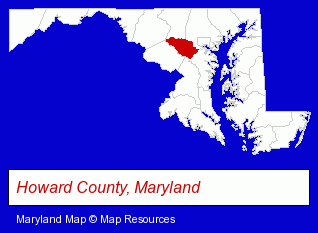 Maryland map, showing the general location of Columbia Dermatology Center
