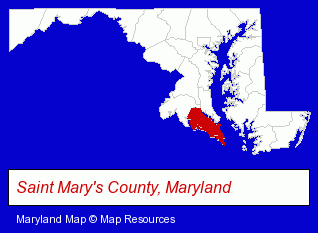 Maryland map, showing the general location of St Michaels School