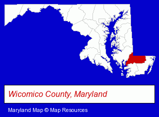Maryland map, showing the general location of Noah's Ark