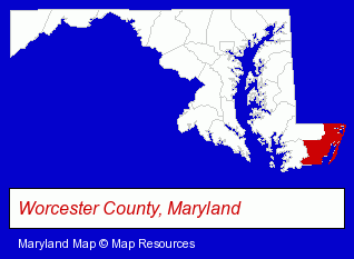 Maryland map, showing the general location of Ocean Mecca Motel