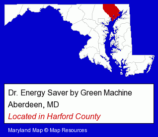 Maryland counties map, showing the general location of Dr. Energy Saver by Green Machine
