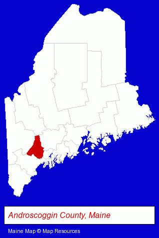 Maine map, showing the general location of Gritty McDuff's