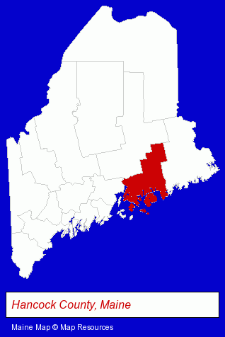 Maine map, showing the general location of Acadia Hearing Center