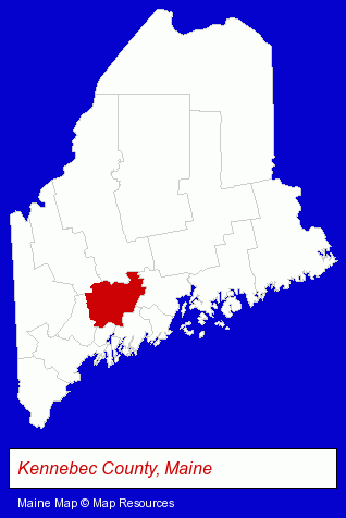 Maine map, showing the general location of Day's Travel Bureau