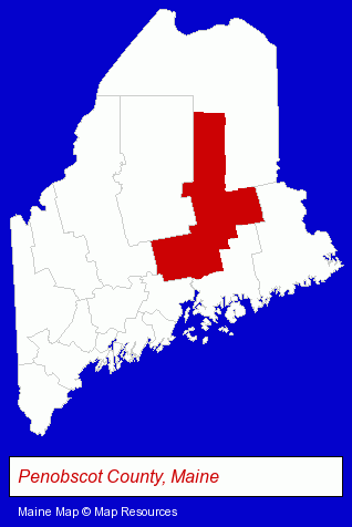 Maine map, showing the general location of Downeast Stamps