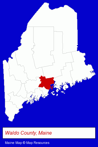 Maine map, showing the general location of Waterfall Arts