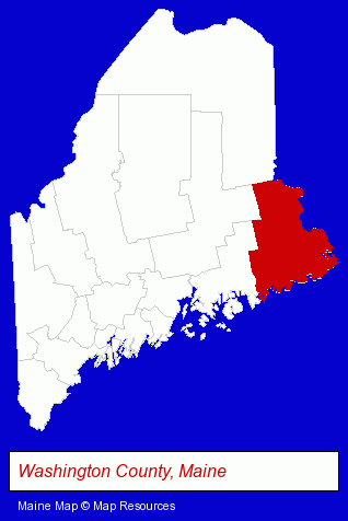 Maine map, showing the general location of West Quoddy Gifts
