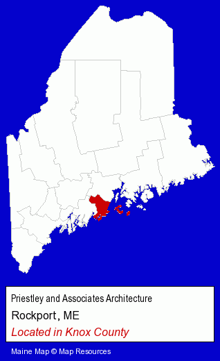 Maine counties map, showing the general location of Priestley and Associates Architecture
