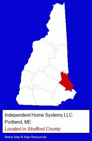 Maine counties map, showing the general location of Independent Home Systems LLC