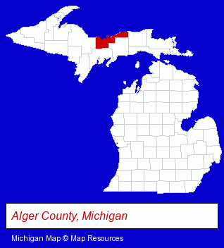 Michigan map, showing the general location of Great Lakes Photography