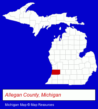Michigan map, showing the general location of Koorey Creations