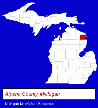 Alpena County, Michigan locator map
