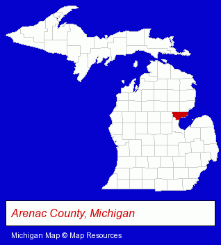 Michigan map, showing the general location of Treasure's Forever