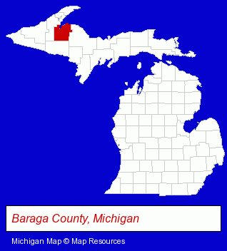 Michigan map, showing the general location of Hilltop Restaurant