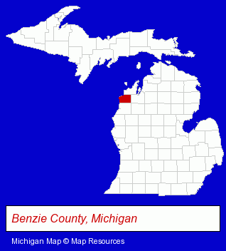 Michigan map, showing the general location of Papa J'S Pizzeria