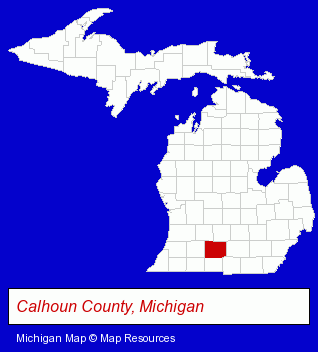Michigan map, showing the general location of Battle Creek Academy