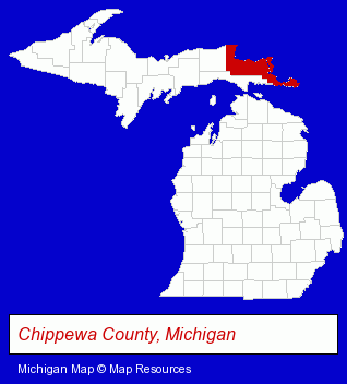 Michigan map, showing the general location of Wa-Wen Resort