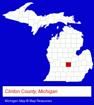 Michigan map, showing the general location of Pewamo-Westphalia School District