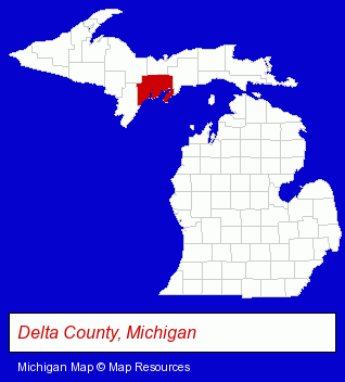 Michigan map, showing the general location of Delta Manufacturing