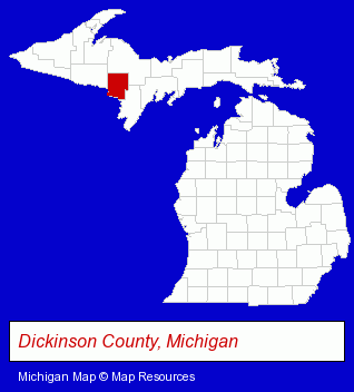 Michigan map, showing the general location of Storheims Pizza