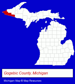 Michigan map, showing the general location of Black River Lodge