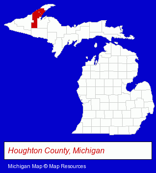 Michigan map, showing the general location of Copper Country Ford Lncln MERC