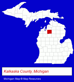 Michigan map, showing the general location of Kalkaska Screw Products