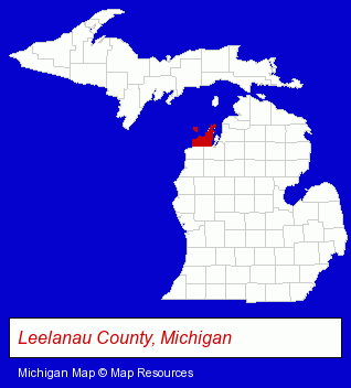 Michigan map, showing the general location of Leelanau Fruit Company