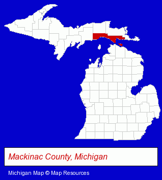 Michigan map, showing the general location of Mackinac Island Public Schools