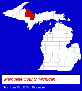 Michigan map, showing the general location of Big Bay Point Lighthouse B & B