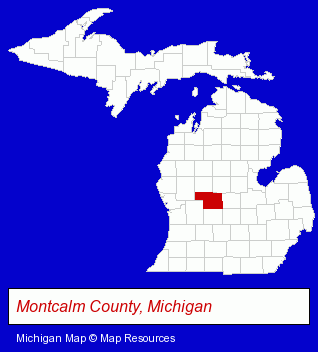 Michigan map, showing the general location of Flat River Community Library