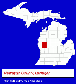 Michigan map, showing the general location of Fremont Area District Library