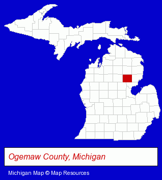 Michigan map, showing the general location of West Branch Township Office