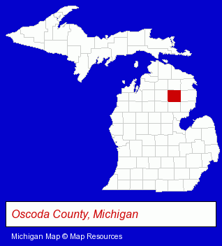 Michigan map, showing the general location of Fairview Hardware Do It Center