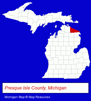 Michigan map, showing the general location of Presqueisle Academy