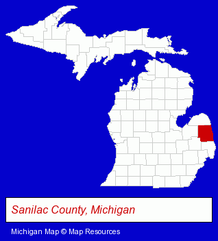 Michigan map, showing the general location of William H.Aitkin Memorial Library