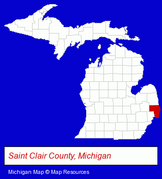 Michigan map, showing the general location of Ross Bible Church