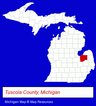 Michigan map, showing the general location of Akron-Fairgrove Elementary