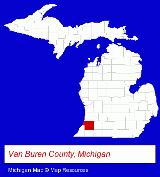 Michigan map, showing the general location of Blueberry Store
