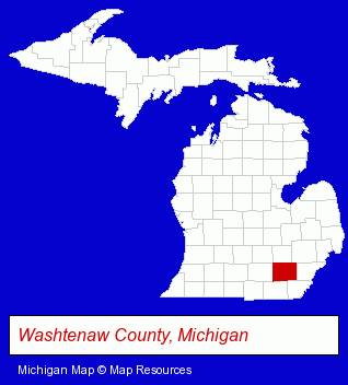 Washtenaw County, Michigan locator map