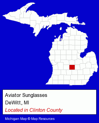 Michigan counties map, showing the general location of Aviator Sunglasses