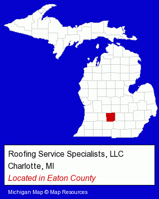 Michigan counties map, showing the general location of Roofing Service Specialists, LLC