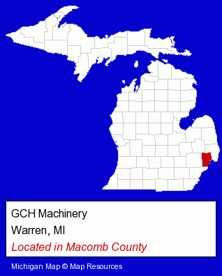 Michigan counties map, showing the general location of GCH Machinery